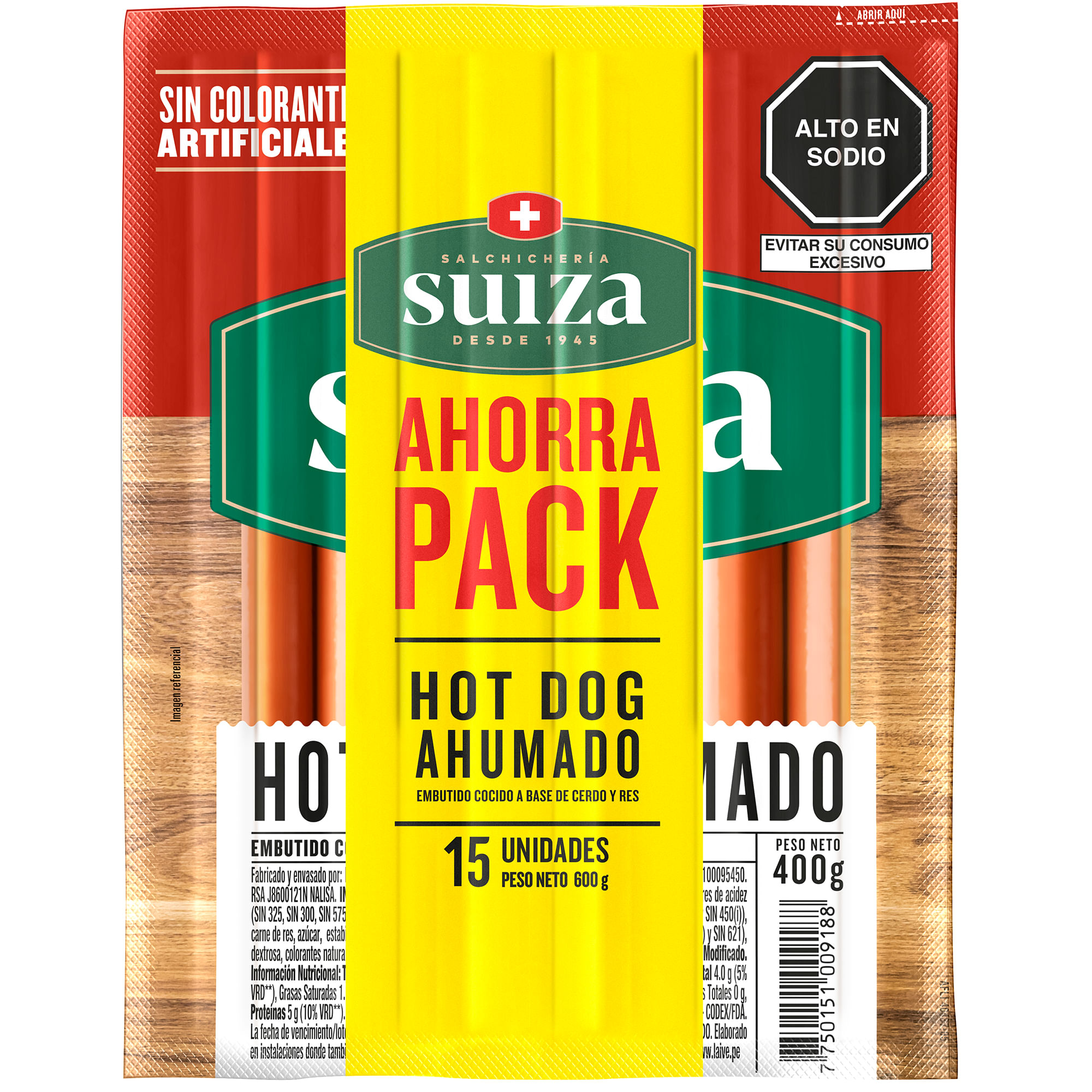 Pack Hot Dog Ahumado SALCHICHERÍA SUIZA Paquete 60