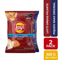 Papas LAY'S Ondas Picantes + PIQUEO SNAX Original Bolsa 320g
