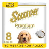 Papel Higiénico SUAVE Premium Comfort Triple Hoja 40 metros Paquete 8un