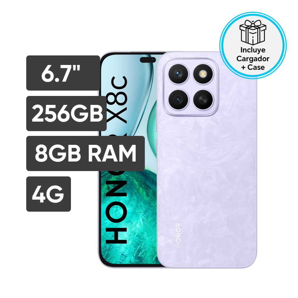 Smartphone HONOR X8C 6.7"" 8GB 256GB 108MP+5MP Morado