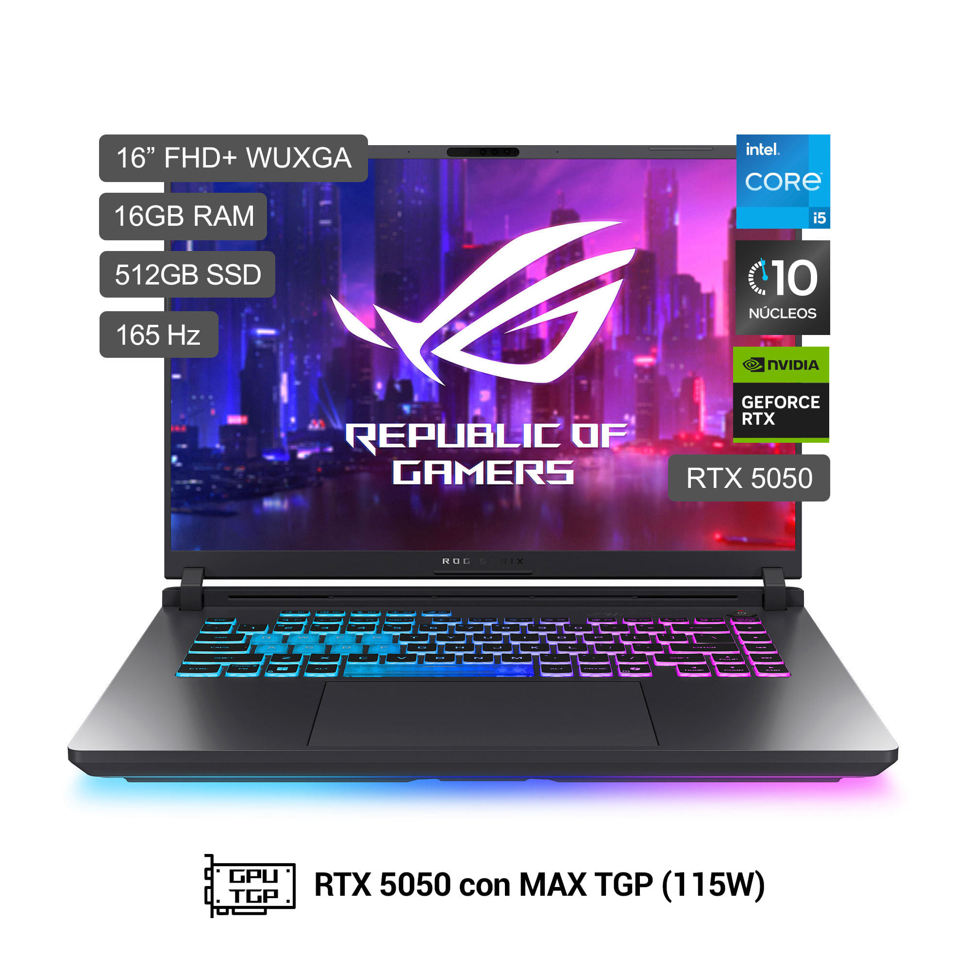 Laptop ASUS ROG Strix G16 16"" Intel Core i5-13450HX 16GB 512GB SSD