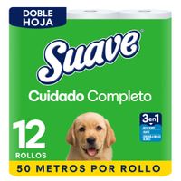 Papel Higiénico SUAVE Cuidado Completo Doble Hoja 50 metros Paquete 12un