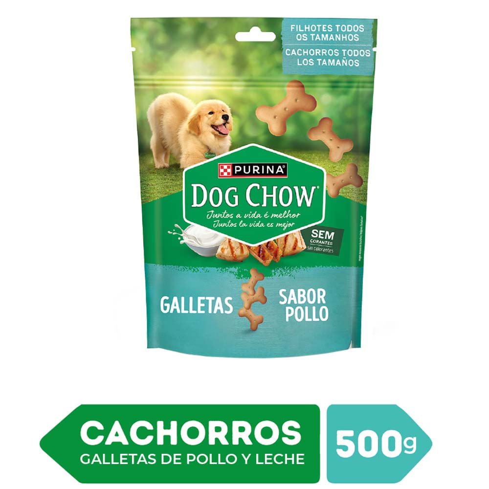 Alimento para Perro DOG CHOW Cachorro Galletas Sabor Pollo y Leche Pouch 300g
