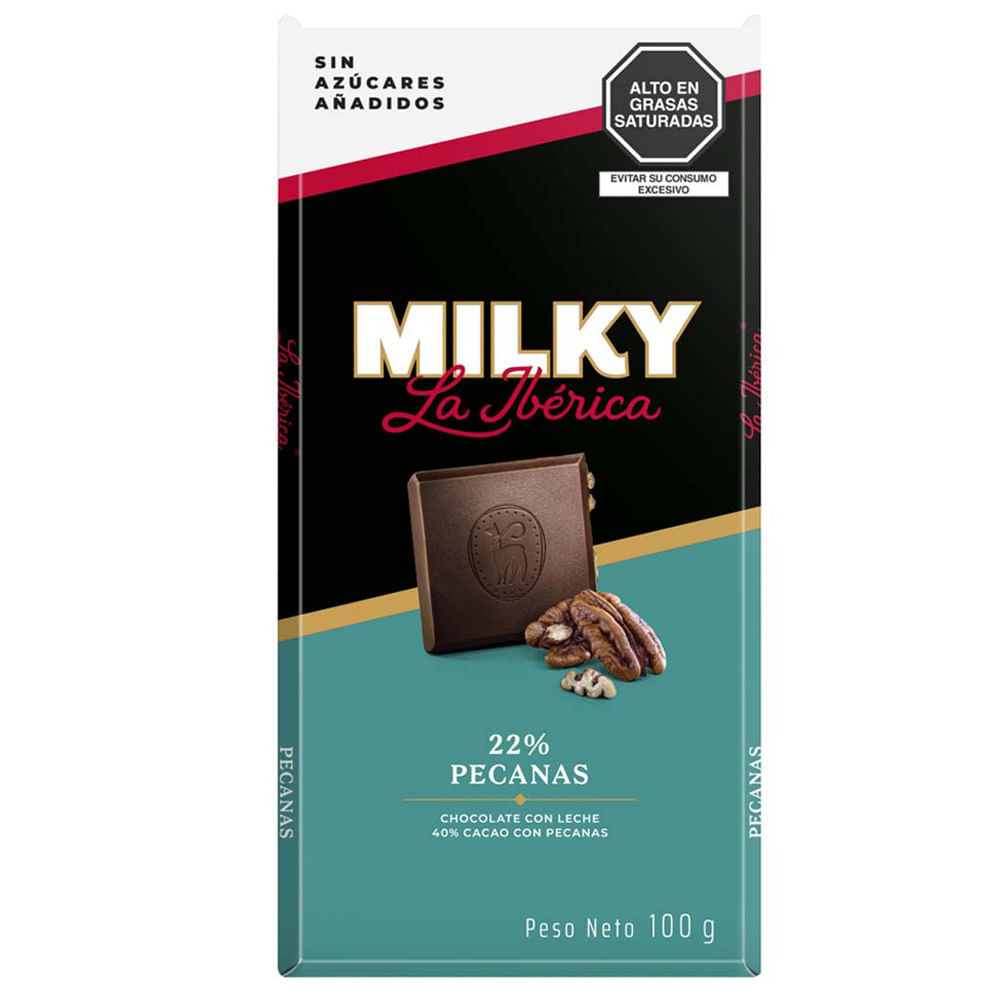 Chocolate LA IBÉRICA Milky Pecanas sin Azúcar Tableta 100g