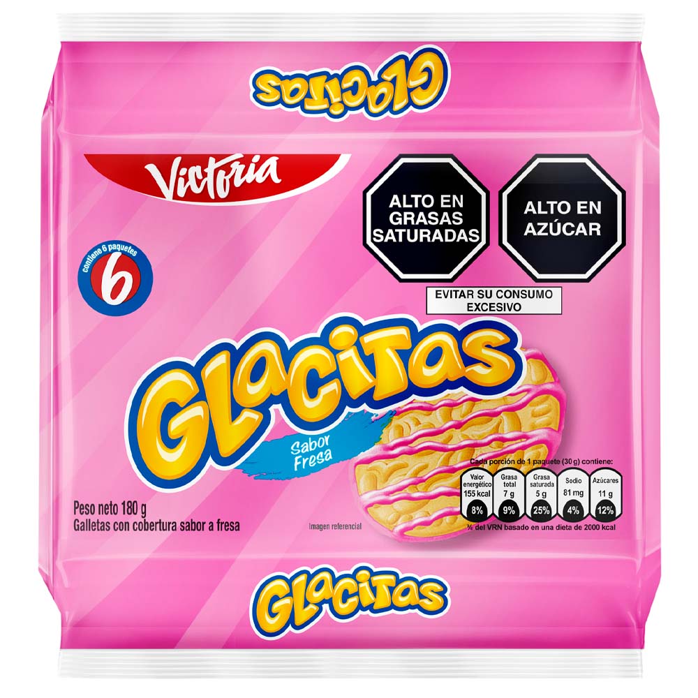 Galletas GLACITAS Sabor Fresa Empaque 30g Paquete 6un