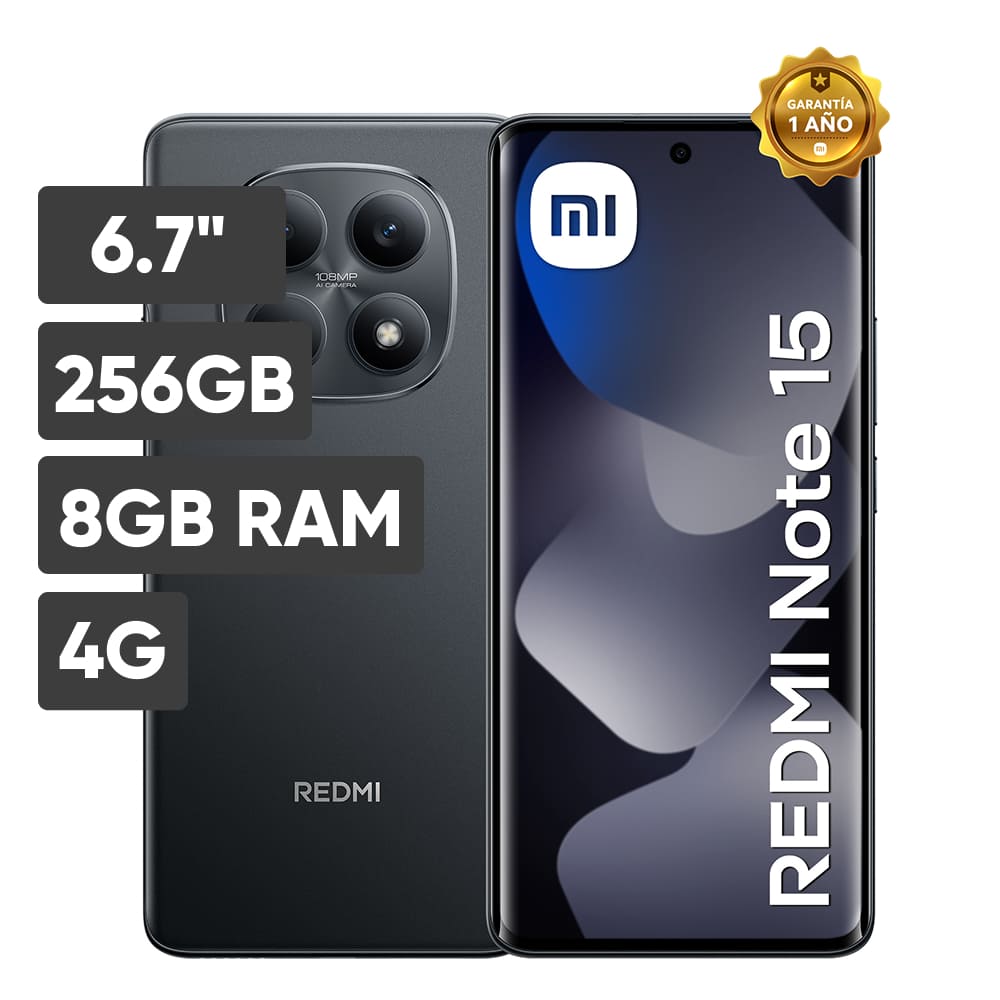 Smartphone XIAOMI Redmi Note 15 6.7"" 8GB 256GB 108MP+8MP Negro