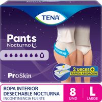 Ropa Interior Incontinencia Fuerte TENA Pants Nocturno Talla L Paquete 8un