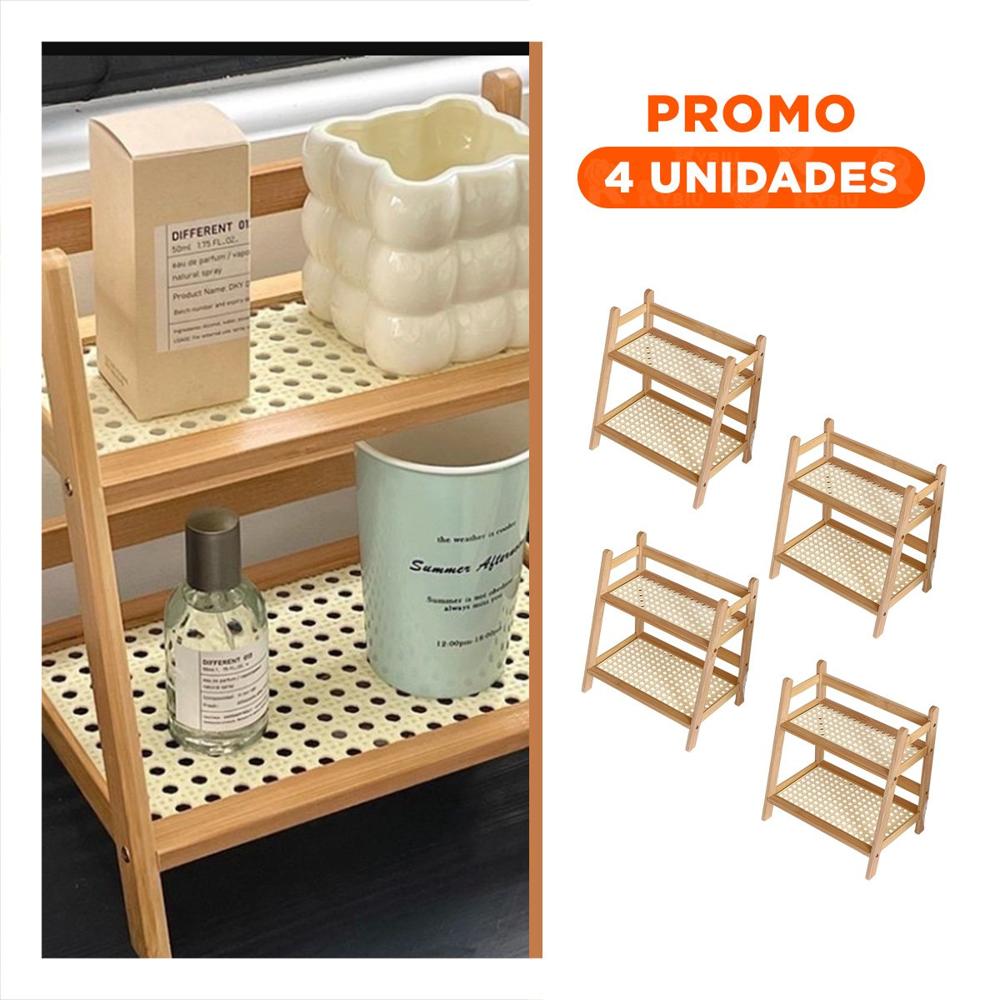 Pack4 Organizador 2 Niveles de Bambu Beige Estante para Cocina Y+Regalo Sticker