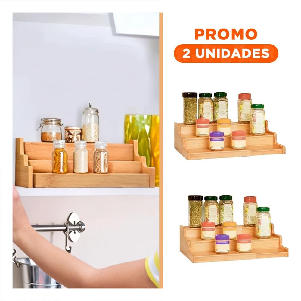 Pack2 Base escalera 3 niveles extendible de madera para decoracion y almacenaje