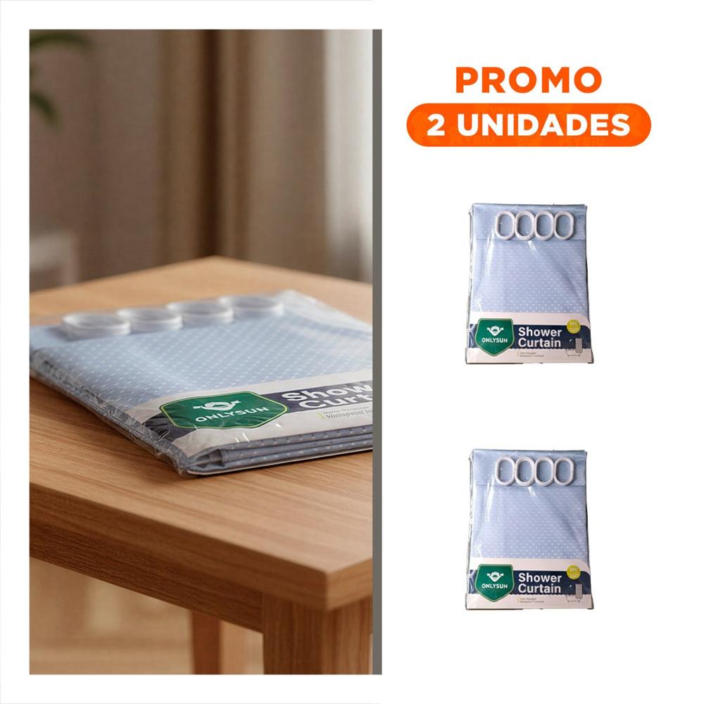 Pack2 Cortina Celeste con Patron Triangulos pensada para Ducha en 180x180cm