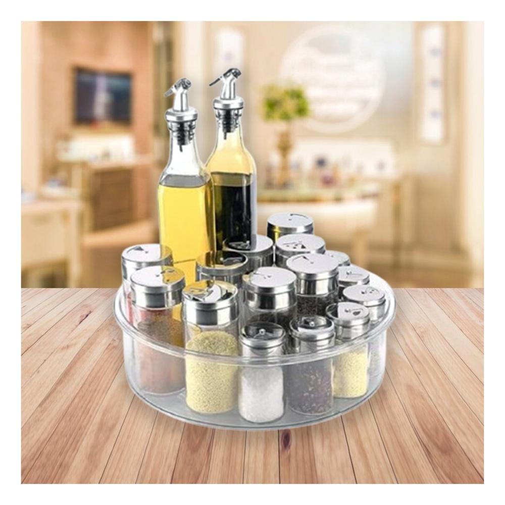 Plato Rotativo Organizador de Acrilico 360 Grados con 4 Compartimientos Y+Regalo Sticker