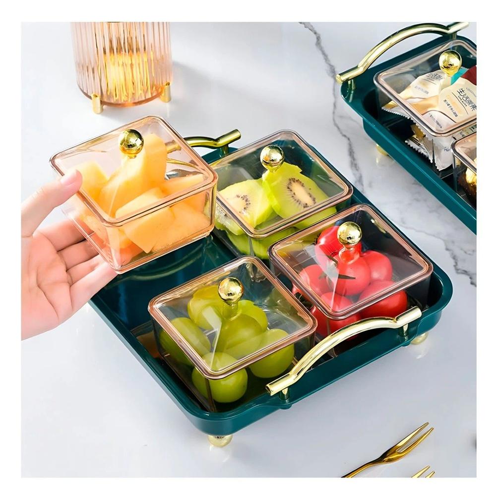 Set Duradero 4 Organizadores Verde con Bandeja Elegante para Guardar Eficaz Y+Post It