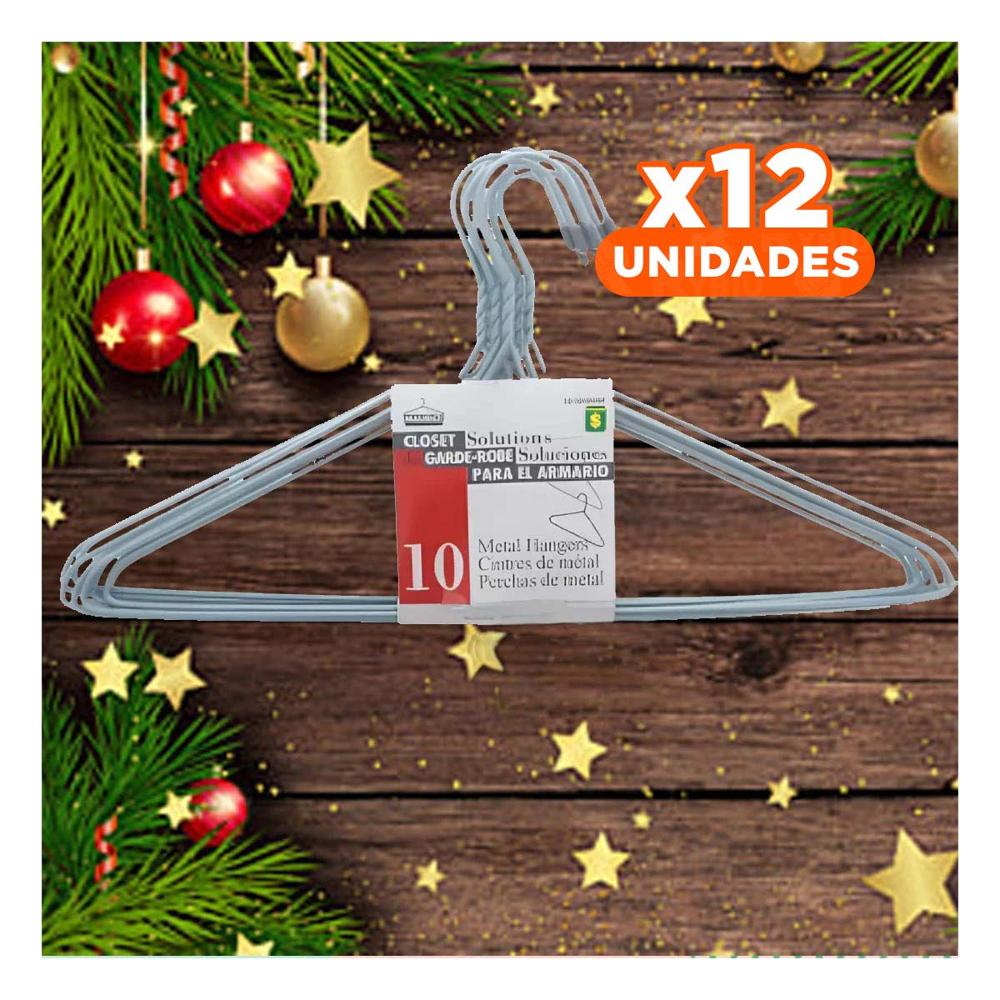 Pack12 Percha Resistente de Alambre Plomo con 10 Piezas 21x40cm para Casa Y+Papel Regalo