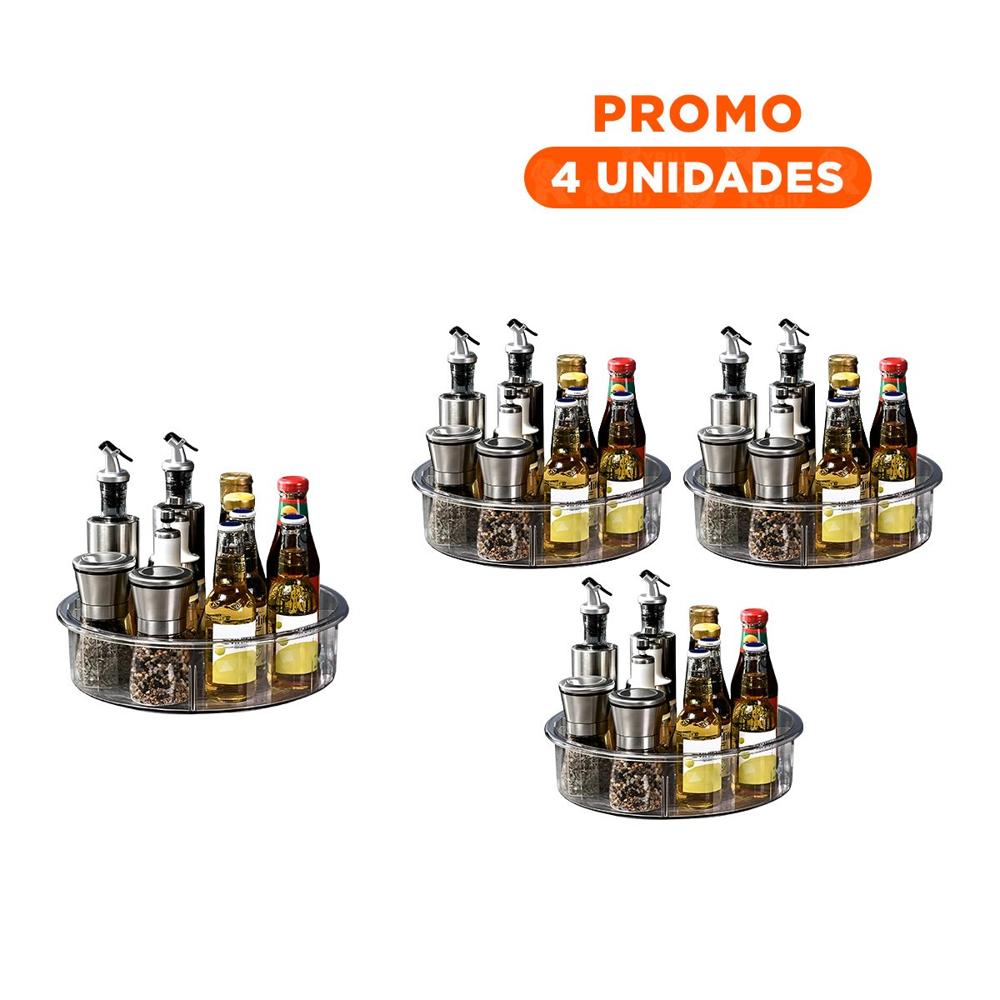 Pack4 Estante Transparente Giratoria 360 Grados con 4 Compartimientos Y+Regalo Sticker