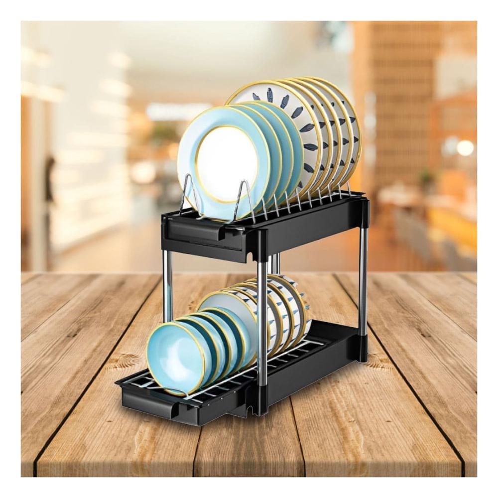 Solucion Negro 2 Niveles con 2 Cajones Deslizables para Uso en Hogar Y+Post It