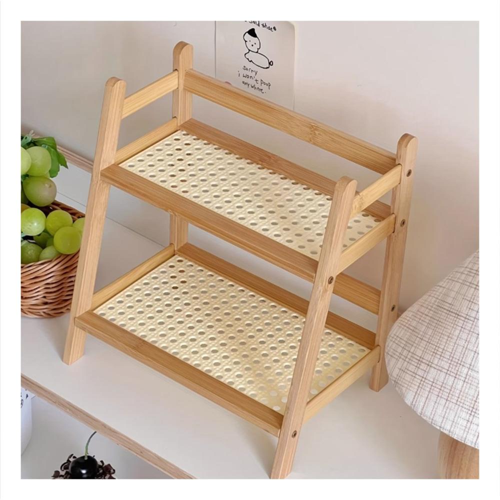 Repisa de Bambu 2 Niveles Beige Organizador de Cocina Funcional Y+Papel Regalo