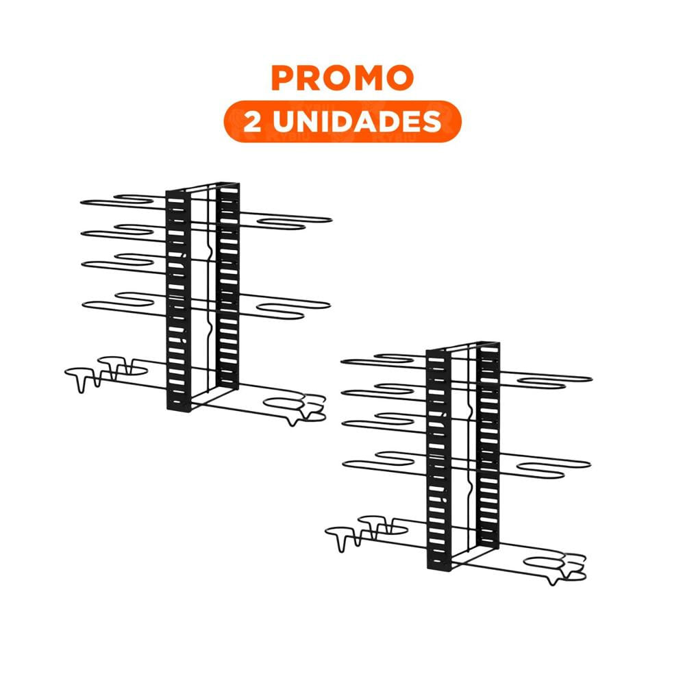 Pack2 Porta Ollas Versatil Negro para Cocina Tapas y Sartenes