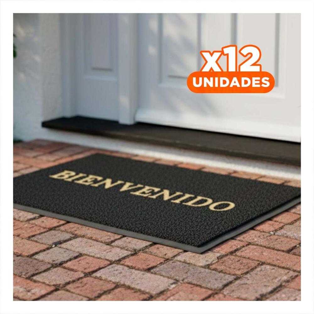 Pack12 Tapiz Rectangular Bienvenido Plomo para Pasillo Sala y Cocina Y+Papel Regalo