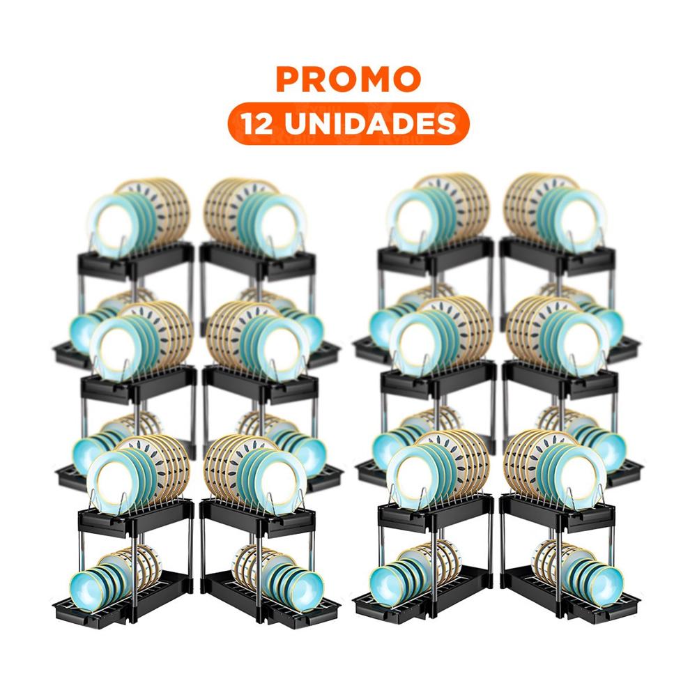 Pack12 Formato Compacto Negro 2 Niveles con 2 Cajones Deslizables para Orden Y+Regalo Sticker