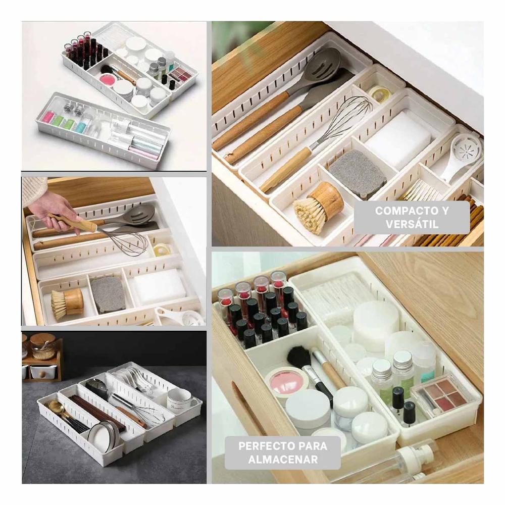 Recipiente Plastico Blanco con Tableros 34.6x12x5cm Ajustables Multiuso Practico