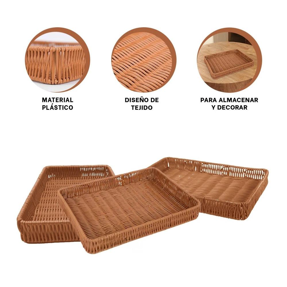 Contenedor Rectangular de Plastico Tejido 34x24x4cm para el Orden de los Cuartos Y+Ligas Regalo