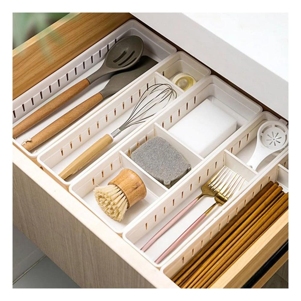 Cesta Blanca Multiuso con Divisiones 34.6x12x5cm Moviles Versatiles Cajones Y+Regalo Sticker