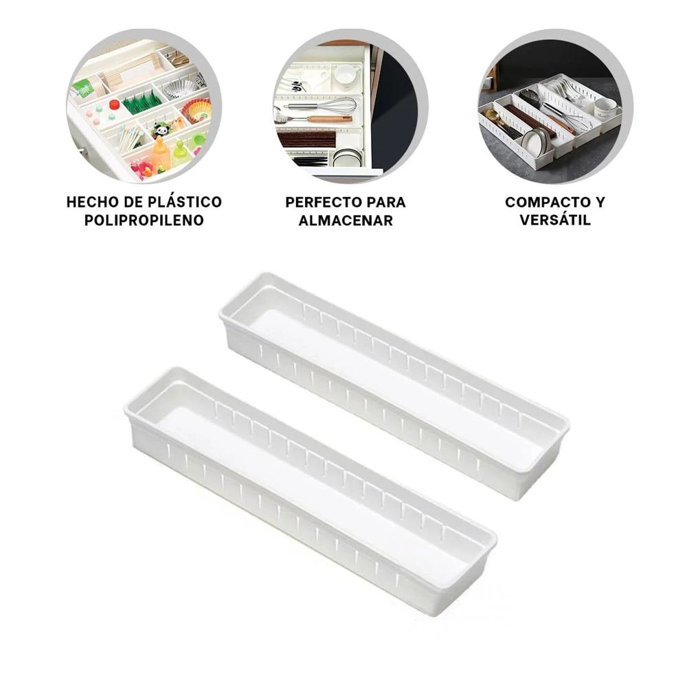 Caja de Almacenamiento Blanca con Tableros 34.6x8x5cm Ajustables Compacta Hogar Y+Ligas Regalo