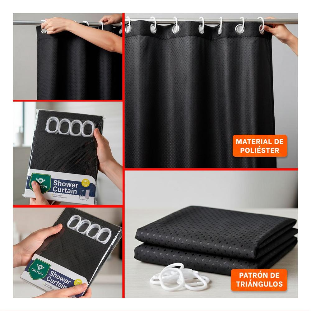 Panel funcional para Ducha con Distribucion de Triangulos Negro 180x180cm