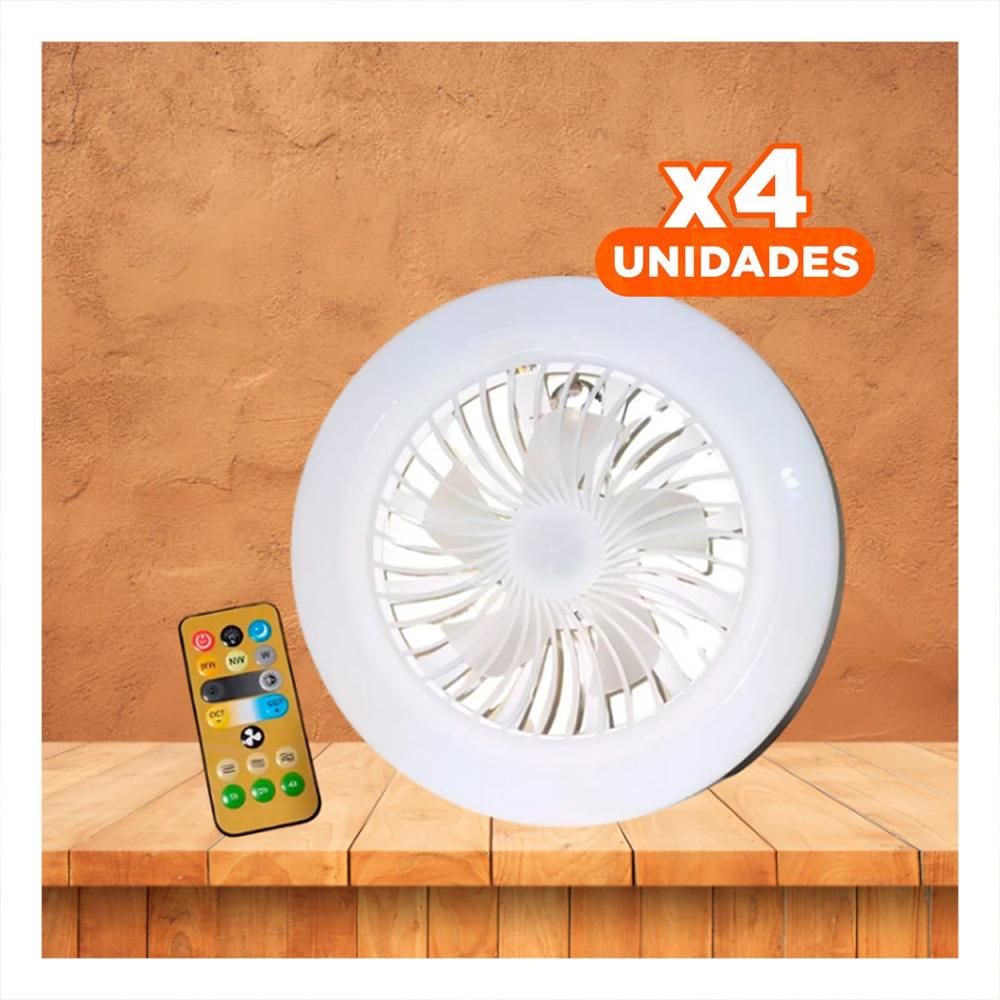 Pack4 Lampara Moderna Led 30 W E27 E26 Con Control Remoto Blanco Para Hogar Y+Papel Regalo