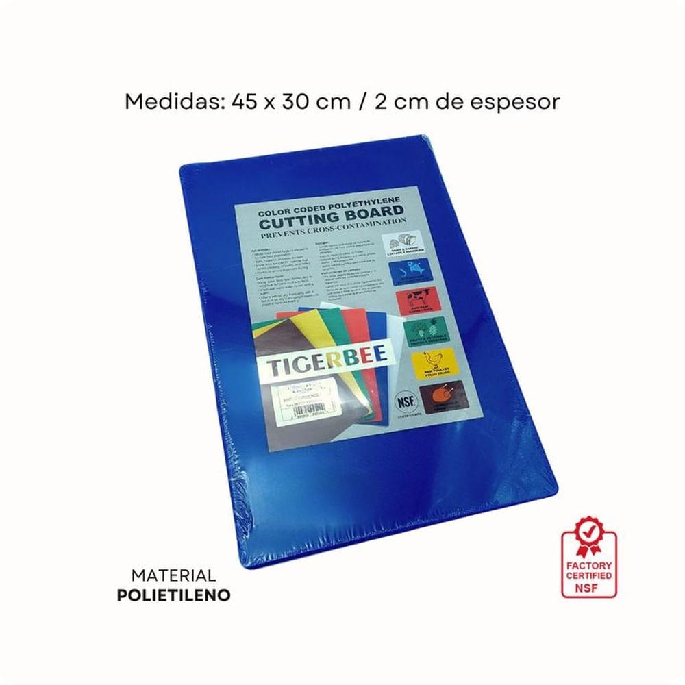 Tabla para Picar 45x30 Polietileno Azul