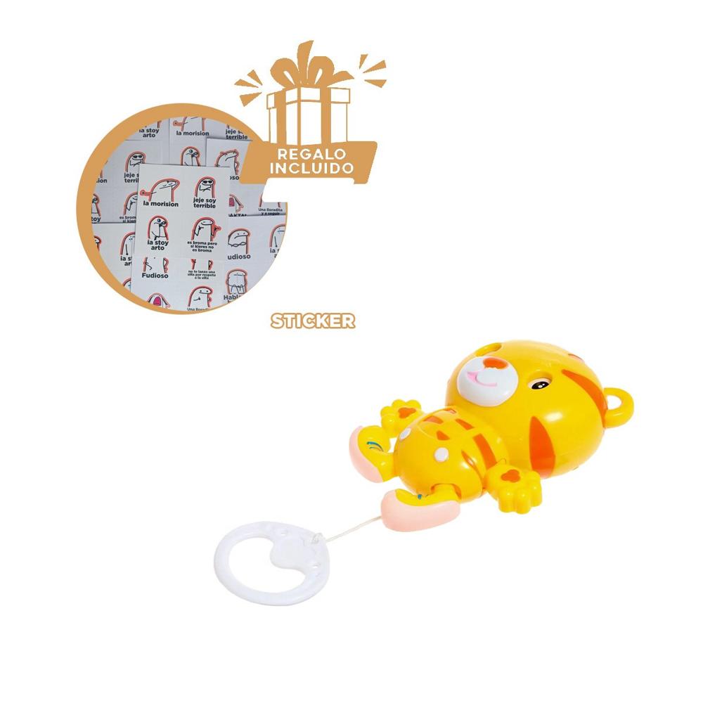 Estimulo Decorativo Musical Tigre amarillo a Cuerda para la Cuna Y+Regalo Sticker