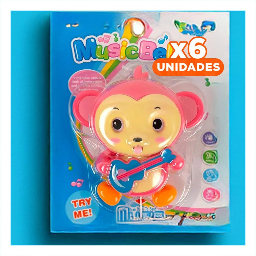Pack6 Sensacion Musical Mono a Cuerda Rosado para Decoracion Y+Regalo Sticker