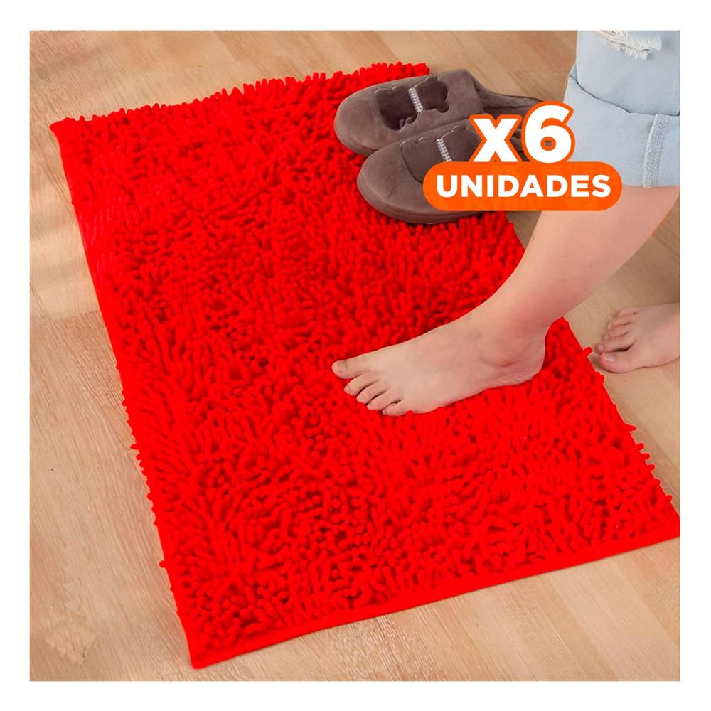 Pack6 Alfombrilla Decorativa Microfibra 40x60cm Rojo Material Resistente Y+Regalo Sticker