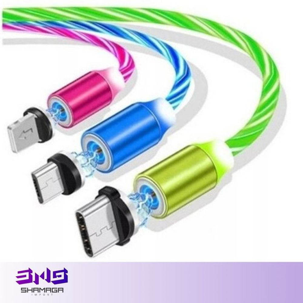 Cargador Celular Cable Magnético Luces led verde
