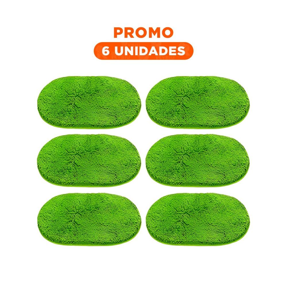 Pack6 Tapete Ovalado de Microfibra 40x60cm Verde limon Antideslizante