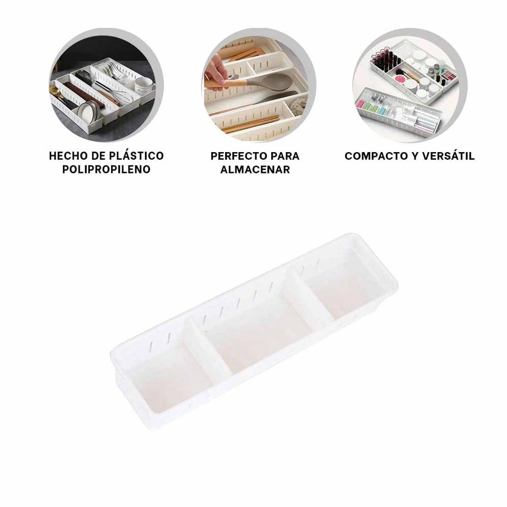 Canasta Organizadora Ajustable Blanca 34.6x12x5cm con Tableros Compactos Hogar Y+Ligas Regalo