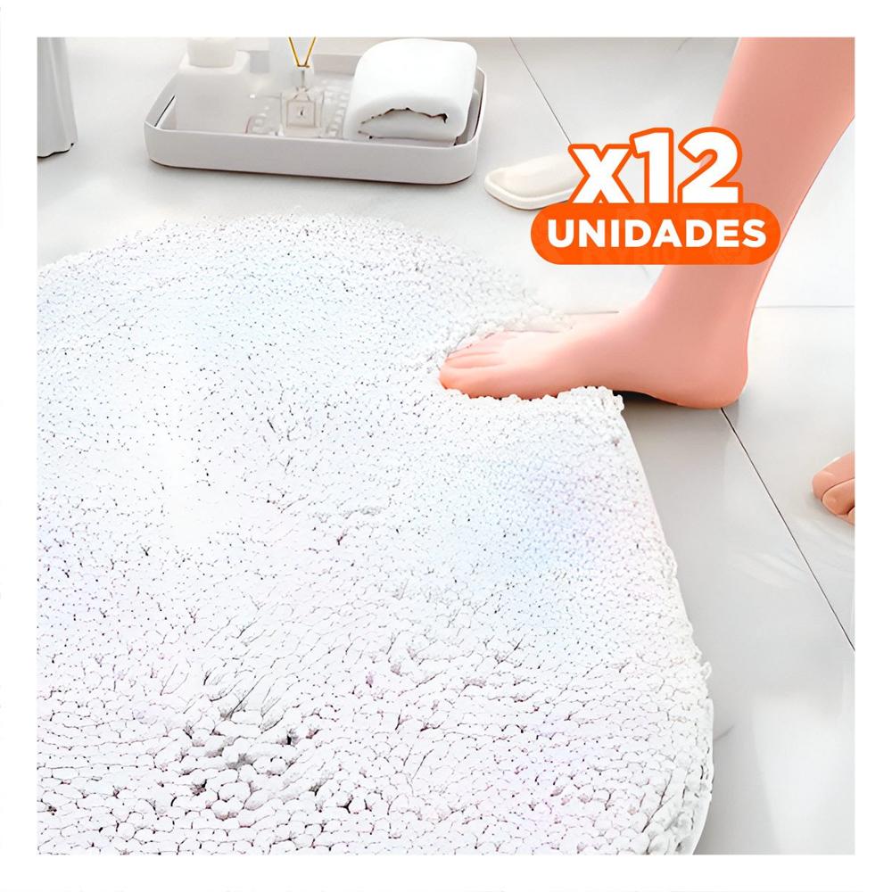 Pack12 Pieza de Piso Ovalada de Microfibra 40x60cm Crema para Decoracion