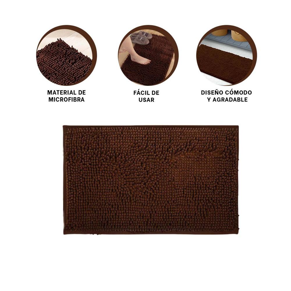 Cubrepiso Rectangular Suave Microfibra 40x60cm Marron para Hogar Y+Ligas Regalo