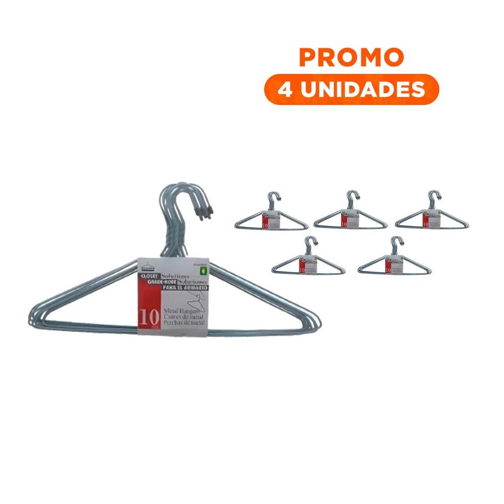 Pack4 Colgador Plomo de Alambre con 10 Piezas 21x40cm para Prendas Cotidianas Y+Regalo Sticker