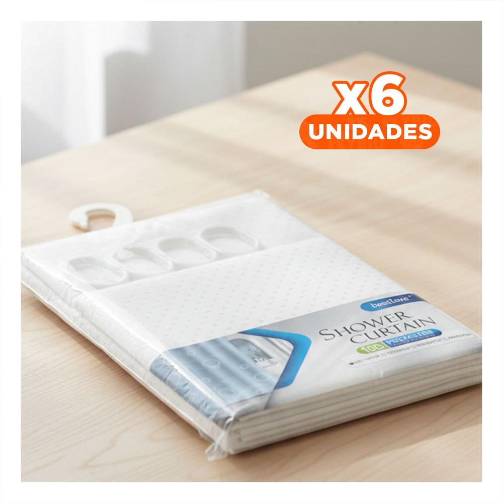 Pack6 Cubierta aplicada a Ducha con Patron Triangulos Blanco 180x180cm Y+Regalo Sticker