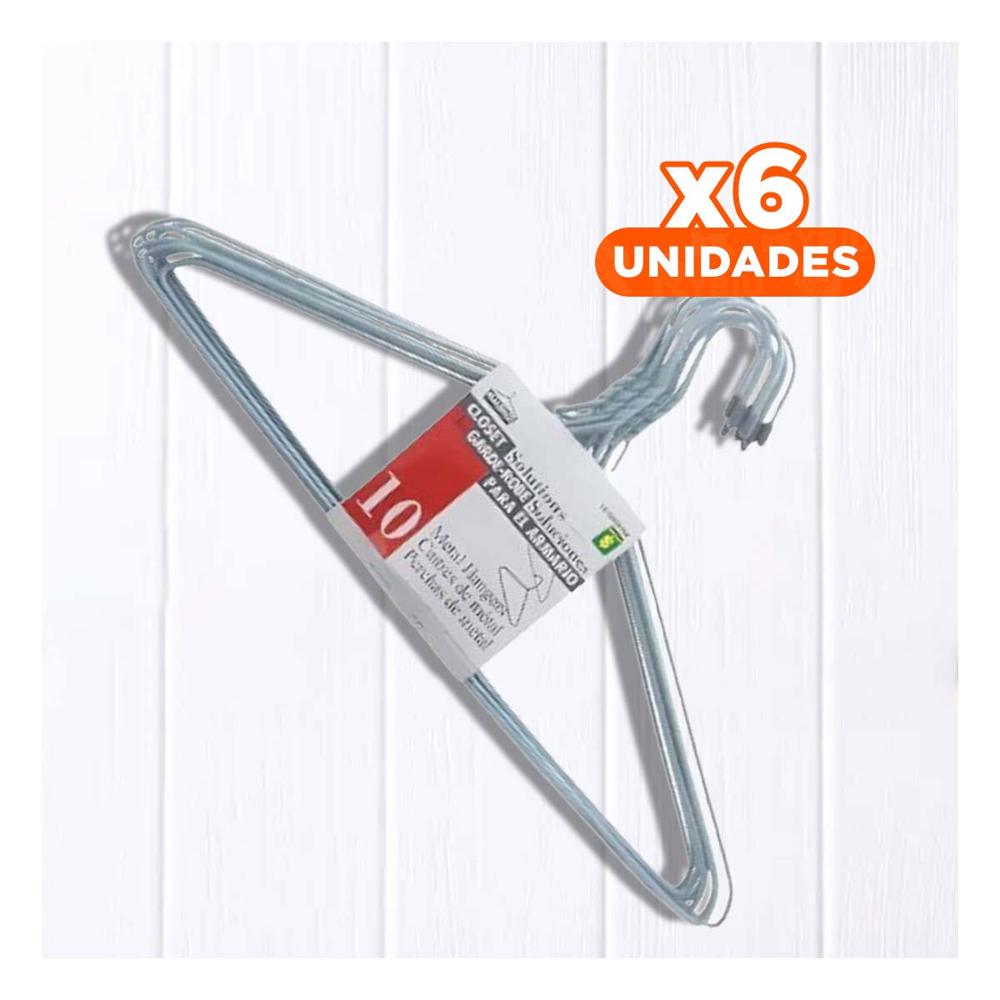 Pack6 Percha Plomo de Alambre con 10 Piezas 21x40cm para Ropa del Hogar Y+Papel Regalo