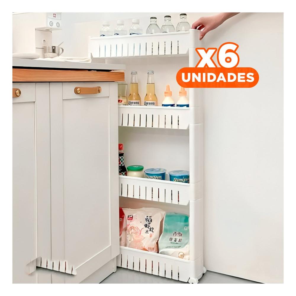 Pack6 Soporte Lateral Delgado De 4 Niveles con Ventilas Blanco Plastico Y+Regalo Sticker