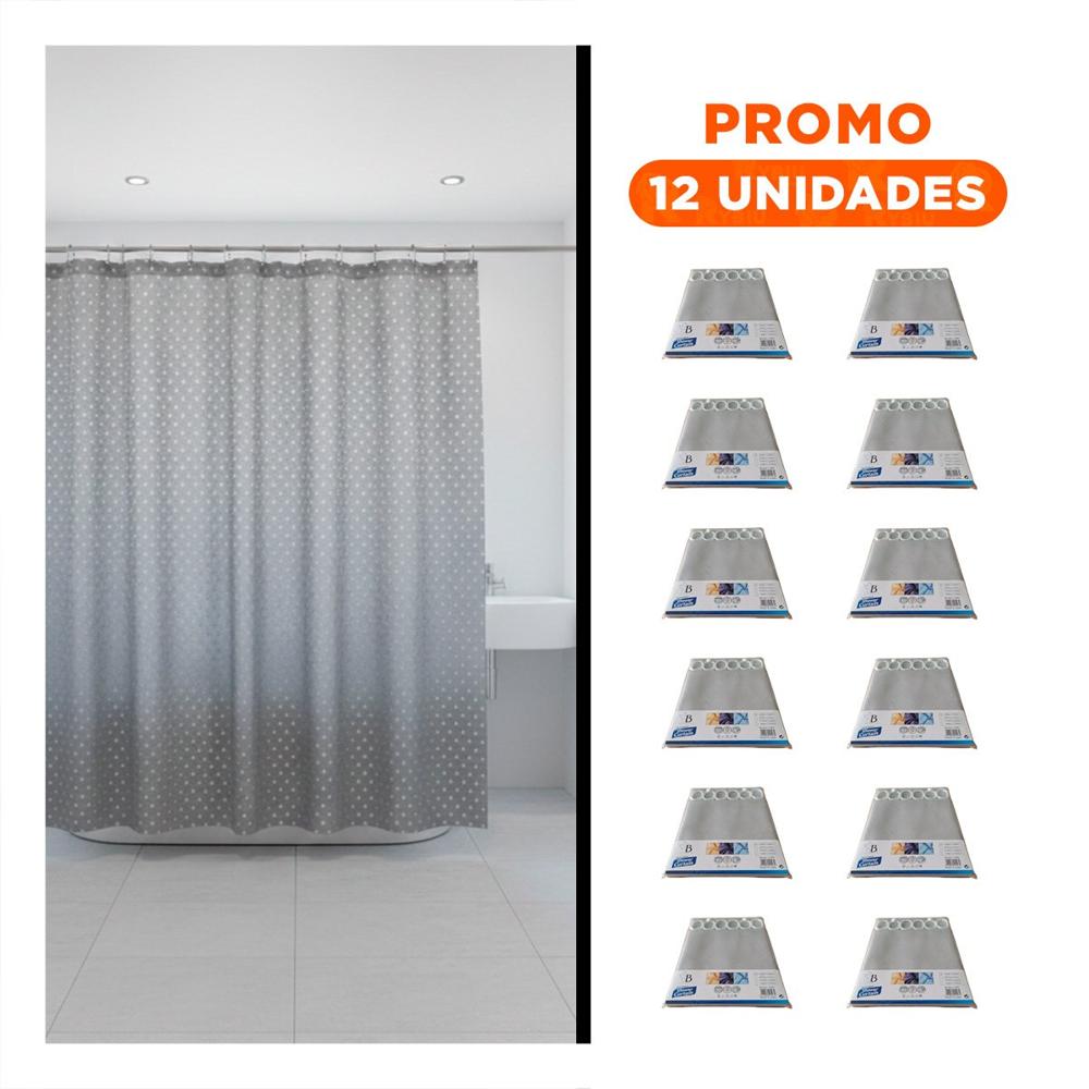 Pack12 Proteccion para Entorno de Ducha Patron Triangulos Plomo 180x180cm Y+Regalo Sticker