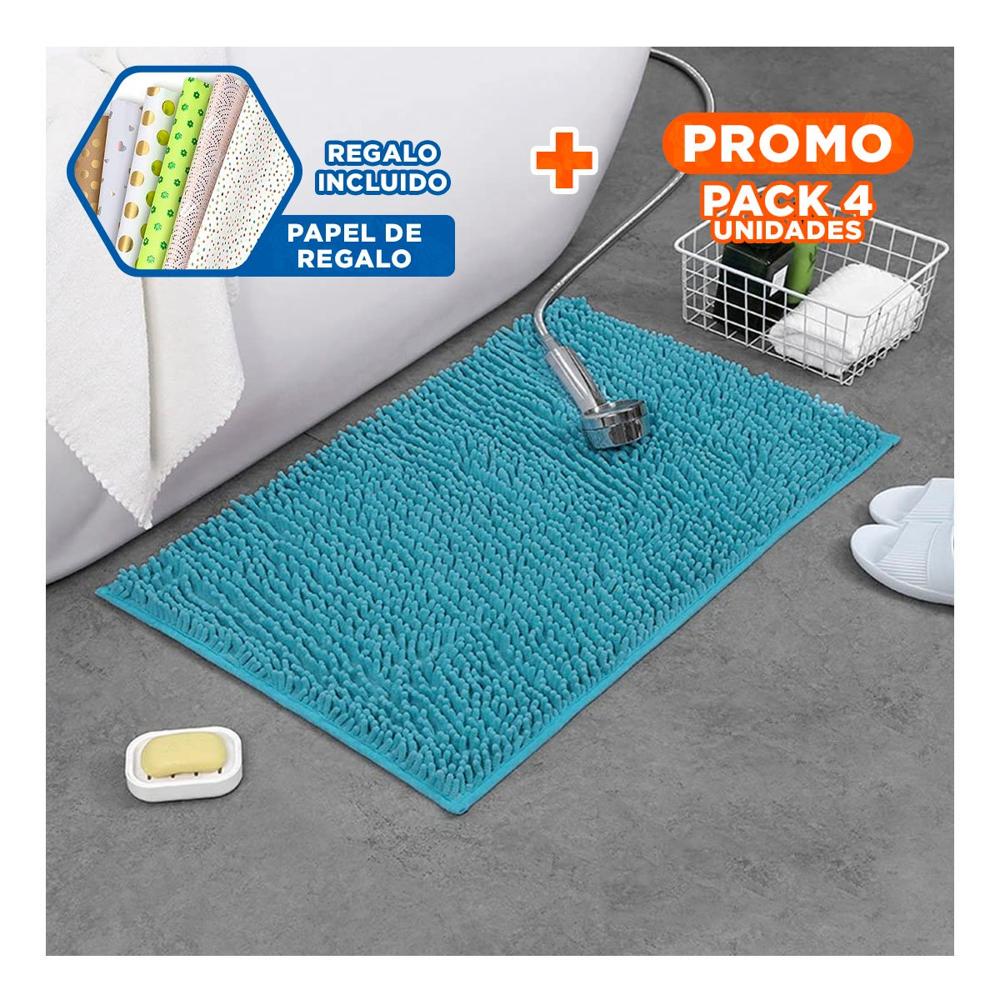 Pack4 Mantel Comodo Microfibra 40x60cm Celeste Formato Rectangular Perfecto Y+Papel Regalo