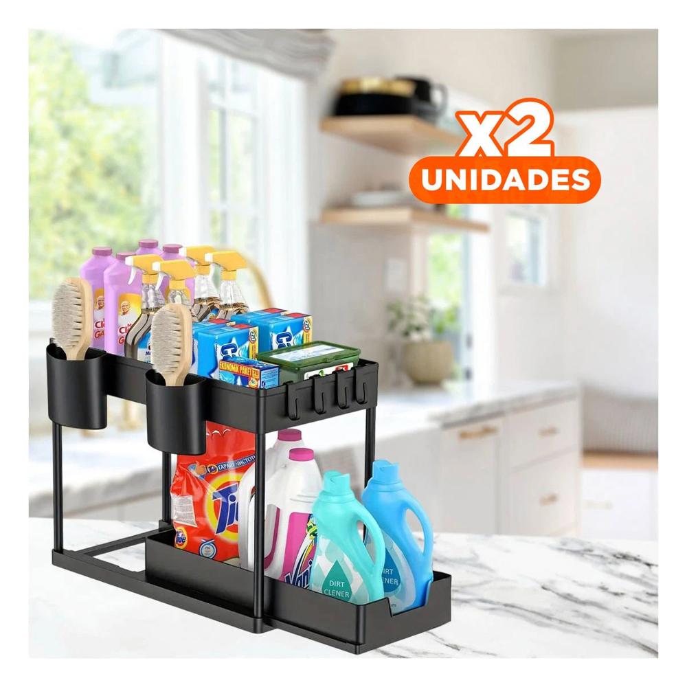 Pack2 Portaobjetos Compacto 2 Niveles Con Cajon Inferior Deslizable Para Hogar Y+Papel Regalo