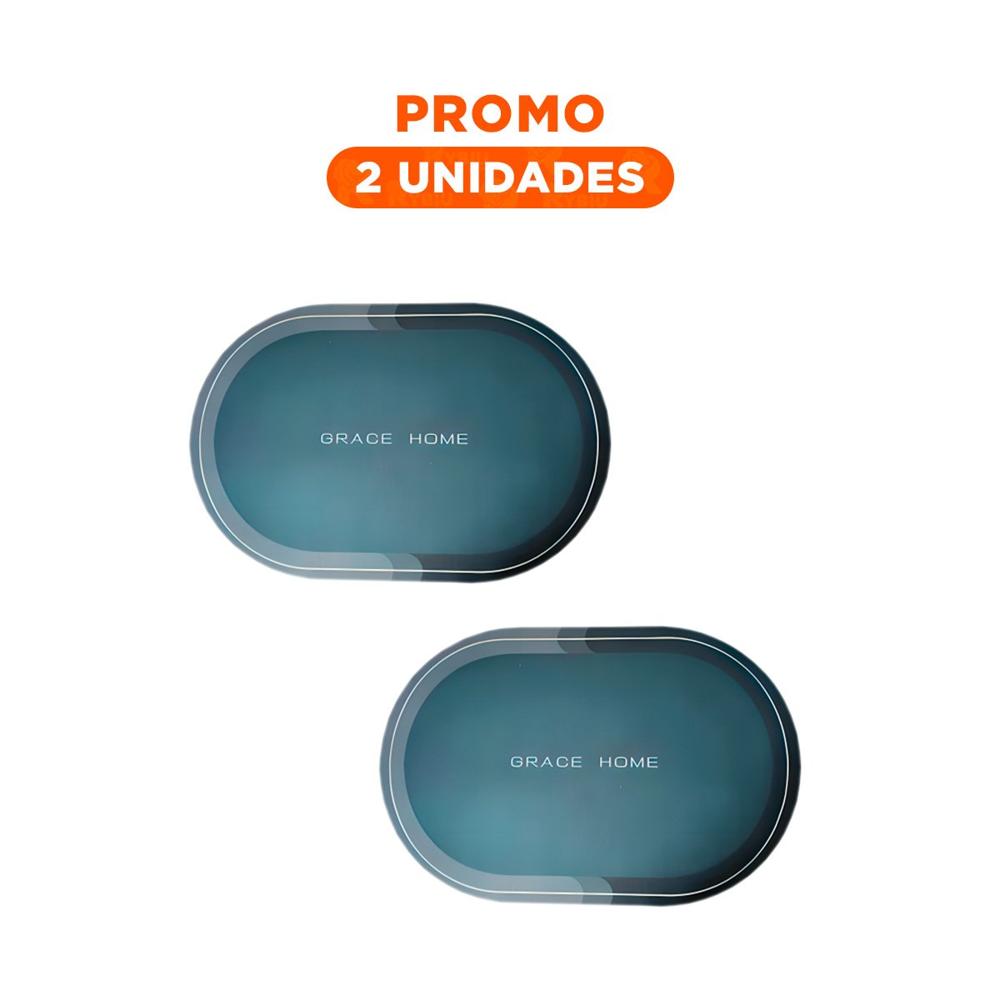 Pack2 Platoza Decorativa Ovalada Para Mesa Hogar Azul Elegante