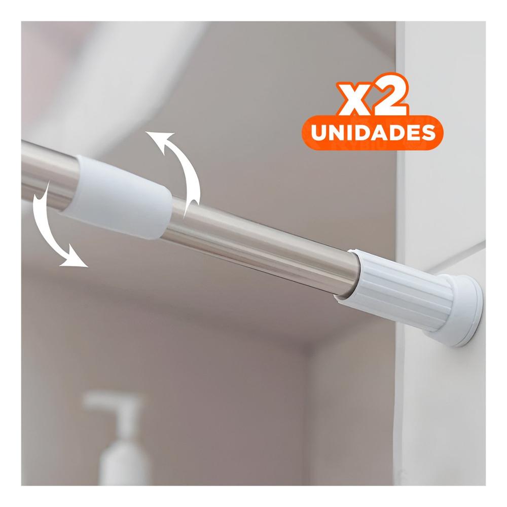 Pack2 Varilla Ajustable para Ducha Practico Ligero 70cm a 1,20m Plomo Y+Regalo Sticker