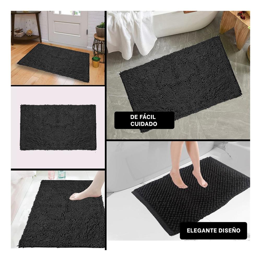 Tapete Rectangular Moderno de Microfibra 40x60cm Negro para Casa