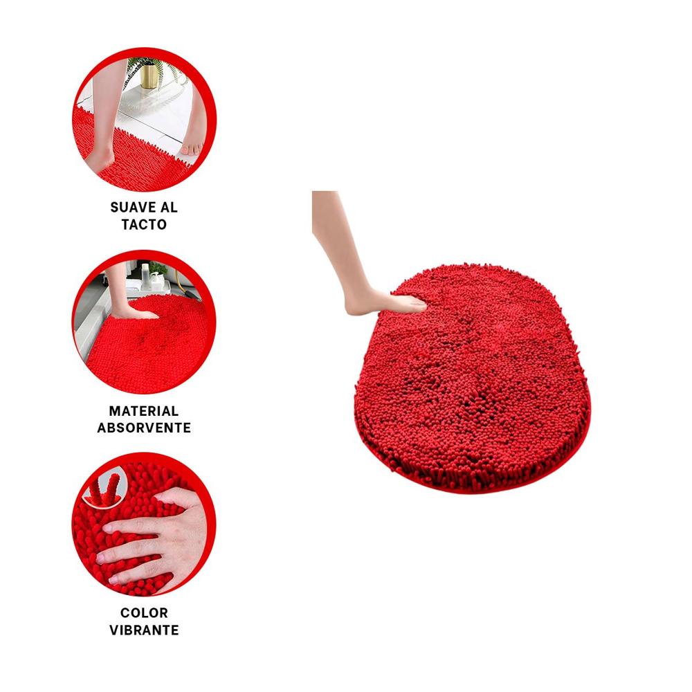 Pieza Textil Ovalada de Microfibra 40x60cm Rojo para Uso en Bano Y+Ligas Regalo