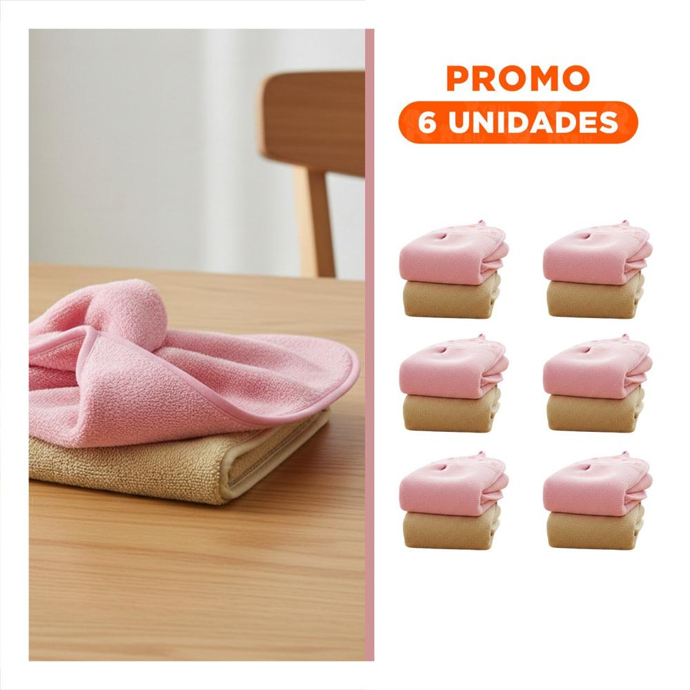 Pack6 Lote Suave 2 Piezas Rosado y Amarillo Panos Colgador 28x38cm